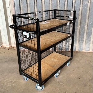 Used Heavy Duty 6 Wheel Stock Shelf Trolley Black